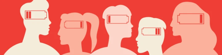 Illustration mit Menschen mit psychischen Problemen, Stress, Überarbeitung