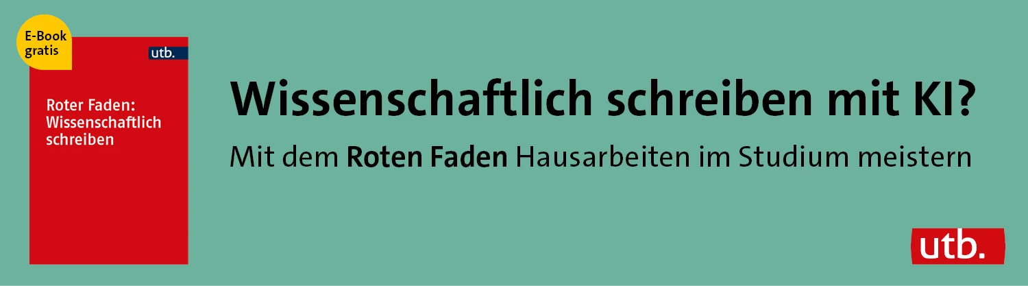 Banner utb Semester Aktion ebook Wissenschaftlich schreiben mit KI