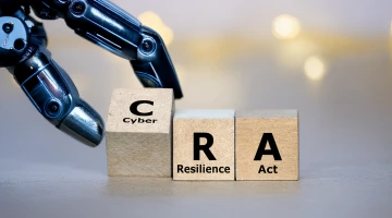 Würfel bilden den Ausdruck Cyber Resilience Act (CRA)