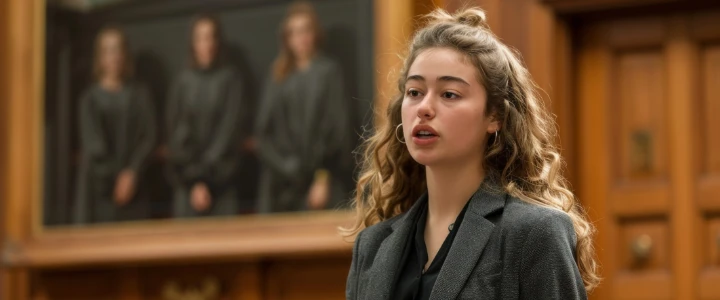 Moot Court Übung. Jurastudenten bei der Präsentation von Argumenten in einem Probeprozess